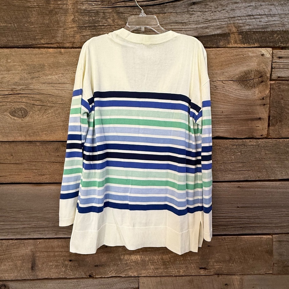Talbots Vneck Multi Colored Striped Button Front … - image 4